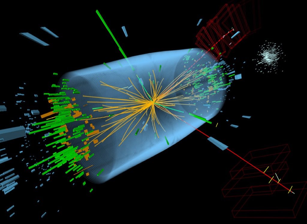 A particle event visualized in three dimensions